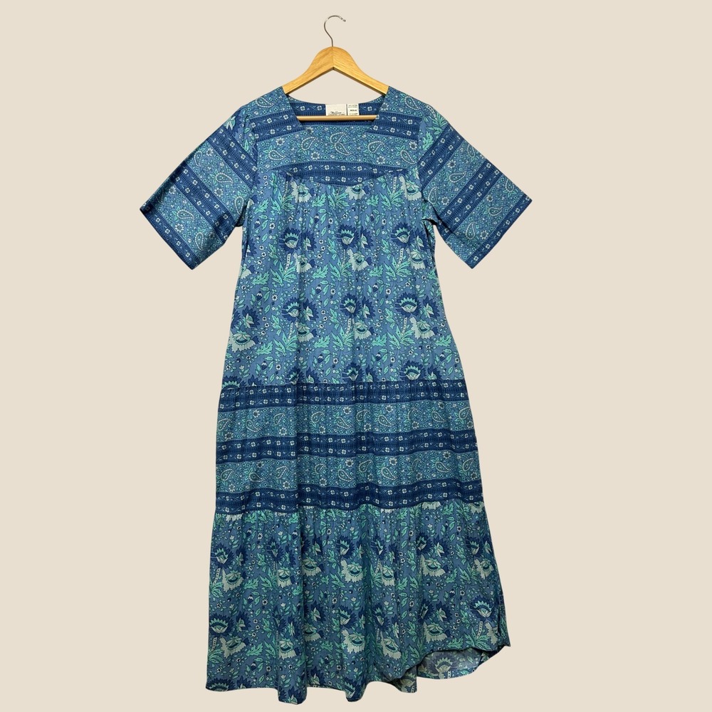 Boho Cottagecore The Vermont Country Store Womens Medium Blue Floral Maxi Dress